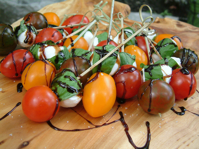 Tomato Bocconcini Basil Skewers 